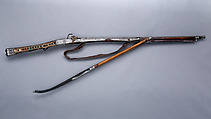 Matchlock Musket (<i>me mda'</i>), Iron, silver, wood, horn, leather, textile, Tibetan