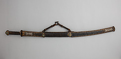 Saber and Scabbard, Steel, gold, silver, turquoise, leather, wood, Sino-Tibetan
