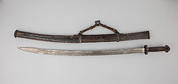 Saber and Scabbard, Steel, gold, silver, turquoise, leather, wood, Sino-Tibetan