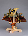 Helmet in the <i>Zenshōzan</i> Style with Case, Helmet: steel, lacquer, copper alloy, gold, leather, textile; case: wood, lacquer, Japanese
