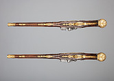 Pair of Flintlock Holster Pistols, Franz Matzenkopf (Bohemian (born Austria), active in Vienna, Prague, and Salzburg, ca. 1705–1776), Steel, wood (walnut), copper alloy, gold, Bohemian, Prague