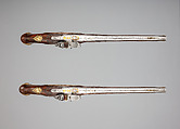 Pair of Flintlock Holster Pistols, Franz Matzenkopf (Bohemian (born Austria), active in Vienna, Prague, and Salzburg, ca. 1705–1776), Steel, wood (walnut), copper alloy, gold, Bohemian, Prague
