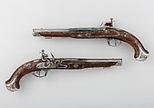 Pair of Flintlock Pistols Made for Grand Duke Constantine Pavlovich of Russia (1779–1831), Tula Arms Factory (Russian, Tula, 1712–Present), Steel, silver, gold, wood, Russian, Tula