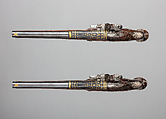 Pair of Flintlock Pistols, Henry Hadley (British, London, active 1734, d. 1773), Steel, wood (walnut), silver, gold, copper alloy, British, London