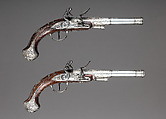 Pair of Flintlock Pistols, Claude Martin (French, Lyon 1735–1800 Lucknow), Steel, wood, silver, gold, Indian, Lucknow, and possibly British, London