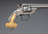 Smith & Wesson .44 Double-Action Frontier Model Revolver decorated by Tiffany & Co. (serial no. 8401), with Case and Cleaning Rod, Smith & Wesson (American, established 1852), Steel, silver, ivory, textile (chamois), wood (California laurel), American, Springfield, Massachusetts and New York