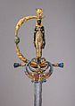 Presentation Sword Honoring Commandant Jean-Baptiste Marchand (1863–1934) for His Conduct at Fashoda, Hilt designed by Jean-Joseph-Marie-Anatole Marquet de Vasselot (French, Paris 1840–1904 Neuilly-sur-Seine), Copper alloy, gold, enamel, jade, steel, French, Paris