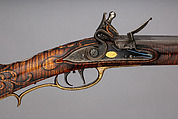 Flintlock Longrifle, Made and engraved by Judson J. Brennan (American, born Lansing, Michigan, 1955), Wood (sugar maple), steel, silver, gold, brass, American, Tenderfoot Hill, Alaska