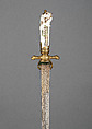Hunting Sword, Steel, brass, gold, porcelain, pigments, German, Saxony