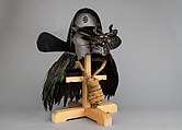 Helmet with Rain Protector and Crests, Iron, leather, lacquer, textile, silver, gold, brass, feather, wood, Japanese