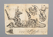 Engraving of Firearms Ornament from the Pattern Book <i>Plusieurs pieces de l'arquebuzerie / recueillies et inventeés par Francois Marcou</i>, C. Jacquinet French, Ink, paper, French, Paris