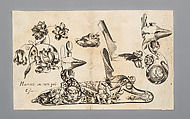 Engraving of Firearms Ornament from the Pattern Book <i>Plusieurs pieces de l'arquebuzerie / recueillies et inventeés par Francois Marcou</i>, C. Jacquinet French, Ink, paper, French, Paris