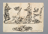 Engraving of Firearms Ornament from the Pattern Book <i>Plusieurs pieces de l'arquebuzerie / recueillies et inventeés par Francois Marcou</i>, C. Jacquinet French, Ink, paper, French, Paris
