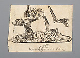 Engraving of Firearms Ornament from the Pattern Book <i>Plusieurs pieces de l'arquebuzerie / recueillies et inventeés par Francois Marcou</i>, C. Jacquinet French, Ink, paper, French, Paris