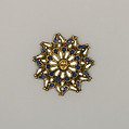 Pair of Bit Bosses, Copper alloy, gold, enamel, Italian, possibly Venice