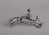 Rowel Spur (Left), Iron alloy, copper alloy, Mexican