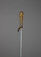 Hunting Sword and Scabbard, Steel, copper-gold alloy (<i>shakudō</i>), gold, wood, ray skin, hilt, Japanese, made for the European market