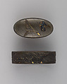 Sword-Hilt Collar and Pommel (Fuchigashira), Copper-silver alloy (shibuichi), gold, Japanese