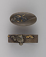 Sword-Hilt Collar and Pommel (Fuchigashira), Copper-silver alloy (shibuichi), gold, Japanese