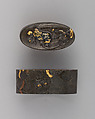 Sword-Hilt Collar and Pommel (Fuchigashira), Copper-silver alloy (shibuichi), gold, Japanese