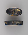 Sword-Hilt Collar and Pommel (Fuchigashira), Copper-gold alloy (shakudō), copper-silver alloy (shibuichi), silver, gold, Japanese