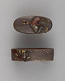 Sword-Hilt Collar and Pommel (Fuchigashira), Copper-silver alloy (shibuichi), copper, gold, Japanese