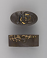 Sword-Hilt Collar and Pommel (Fuchigashira), Copper-silver alloy (shibuichi), gold, Japanese