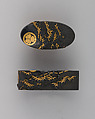 Sword-Hilt Collar and Pommel (Fuchigashira), Copper-gold alloy (shakudō), gold, Japanese