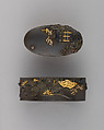 Sword-Hilt Collar and Pommel (Fuchigashira), Copper-silver alloy (shibuichi), gold, Japanese