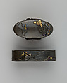 Sword-Hilt Collar and Pommel (Fuchigashira), Copper-silver alloy (shibuichi), gold, Japanese
