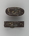 Sword-Hilt Collar and Pommel (Fuchigashira), Iron, copper-silver alloy (shibuichi), gold, Japanese