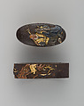 Sword-Hilt Collar and Pommel (Fuchigashira), Iron, copper-gold alloy (shakudō), copper, gold, silver, Japanese