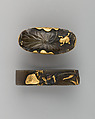 Sword-Hilt Collar and Pommel (Fuchigashira), Copper-silver alloy (shibuichi), copper-gold alloy (shakudō), gold, Japanese
