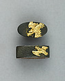 Sword-Hilt Collar and Pommel (Fuchigashira), Copper-silver alloy (shibuichi), gold, Japanese