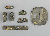 Set of Sword Fittings (Mitokoromono), Copper-silver alloy (shibuichi), gold, copper-gold alloy (shakudō), copper, Japanese
