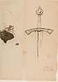 Drawing of Two Medieval Swords, Mariano Fortuny Marsal  Spanish, Paper, ink, graphite, Spanish