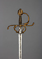 Rapier with Scabbard, Blade signed by Juan Martinez (Spanish, Toledo, active ca. 1600), Steel, leather, gold, copper wire, wood, velvet, German; blade, Spanish, Toledo