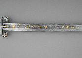 Saber with Scabbard and Strap, Steel, gold, wood, leather, Eastern European, probably Hungary