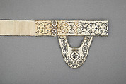 Sword Belt, Silk, spangles, mettalic yarn and coils, French
