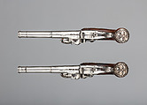 Pair of Flintlock Turn-Off Pistols, Daniel Moore (British, recorded 1758–ca. 1800), Steel, wood (walnut), silver, British, London
