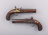 Pair of Flintlock Pistols, John Manton & Son (British, London 1815–1878), Steel, wood (walnut, rosewood), gold, horn, British, London