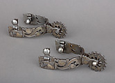 Pair of Rowel Spurs, Iron alloy, silver, Mexican