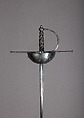 Cup-Hilted Rapier, Steel, wood, iron wire, blade, German, Solingen; hilt, Spanish
