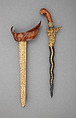 Kris with Sheath, Steel, wood, silver, gold, diamonds, Javanese