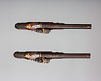 Pair of Flintlock Pistols of the Prince of Wales, later George IV (1762–1830), Durs Egg (British, born Switzerland, baptized Oberbuchsiten, Switzerland 1748–1831 London), Steel, wood (walnut, rosewood), silver, gold, horn, lead, British, London