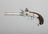 Flintlock Repeating Pistol with Lorenzoni Action, Bearing the Crests of Vice Admiral Horatio Nelson (1758–1805), with Case and Accessories, Harvey Walklate Mortimer (British, Newcastle-under-Lyme 1753–1819 Hampstead-heath (now London)), Pistol: steel, wood (walnut), silver; reserve barrel: steel; bullet mould: steel; punch; steel; wrench: steel; case: wood (mahogany), brass, textile, paper, British, London
