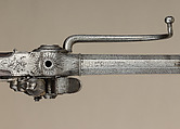 Flintlock Repeating Pistol with Lorenzoni Action, Bearing the Crests of Vice Admiral Horatio Nelson (1758–1805), with Case and Accessories, Harvey Walklate Mortimer (British, Newcastle-under-Lyme 1753–1819 Hampstead-heath (now London)), Pistol: steel, wood (walnut), silver; reserve barrel: steel; bullet mould: steel; punch; steel; wrench: steel; case: wood (mahogany), brass, textile, paper, British, London