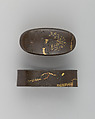 Sword-Hilt Collar and Pommel (Fuchigashira), Bronze, copper-gold alloy (shakudō), gold, copper, Japanese