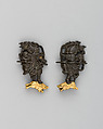 Pair of Sword-Grip Ornaments (Menuki), Copper-silver alloy (shibuichi), gold, Japanese
