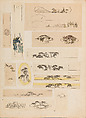 彫鐫画譜 Album of Designs for Metal Carving (<i>Chōsen Gafu</i>), 嵐山常行画 Ranzan Tsuneyuki (Japanese, active mid-19th century), Ink on paper, pasted into a bound volume, Japanese